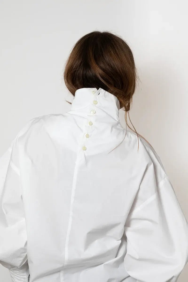Archetype Indulging Top (with collar) in White Cotton Poplin €335-2